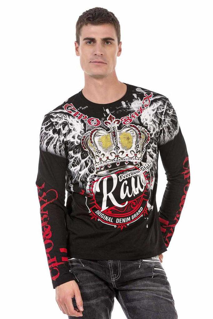 cipo & baxx CL451 Stone Printed Sweatshirt BLACK