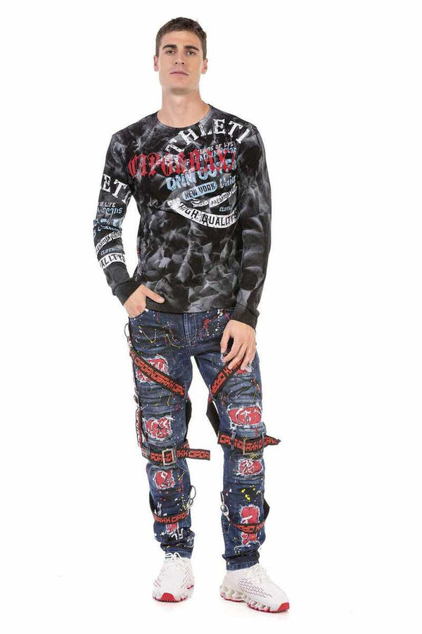 Cipo & Baxx CL453 Printed Sweatshirt BLACK