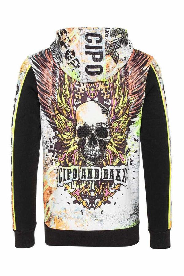 Cipo & Baxx CL457 Neon Patterned Sweatshirt WHITE