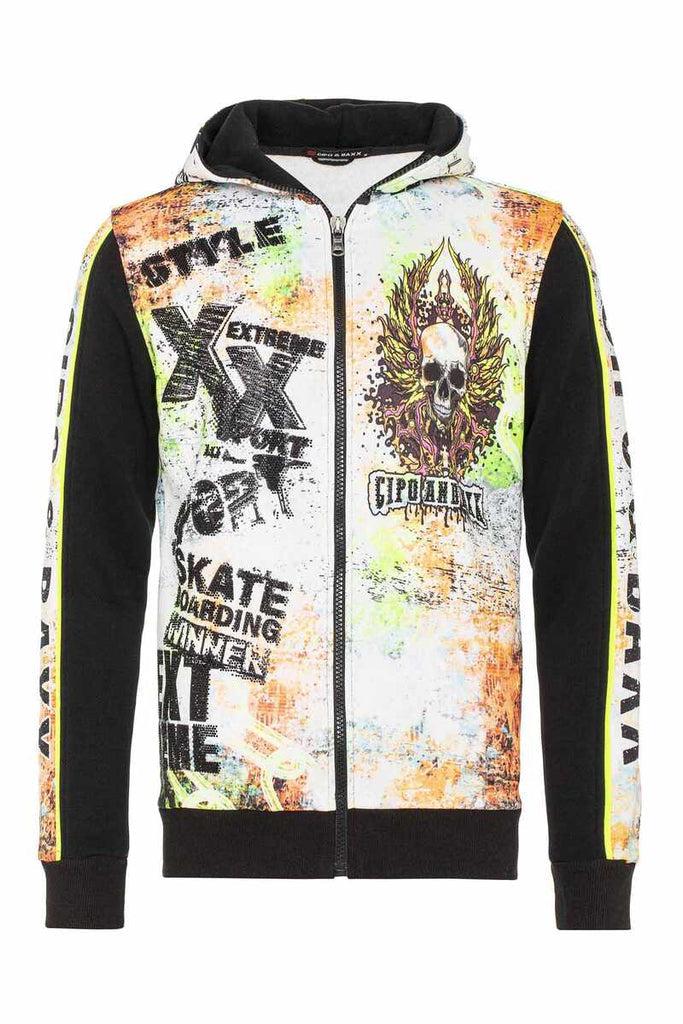 cipo & baxx CL457 Neon Patterned Sweatshirt WHITE