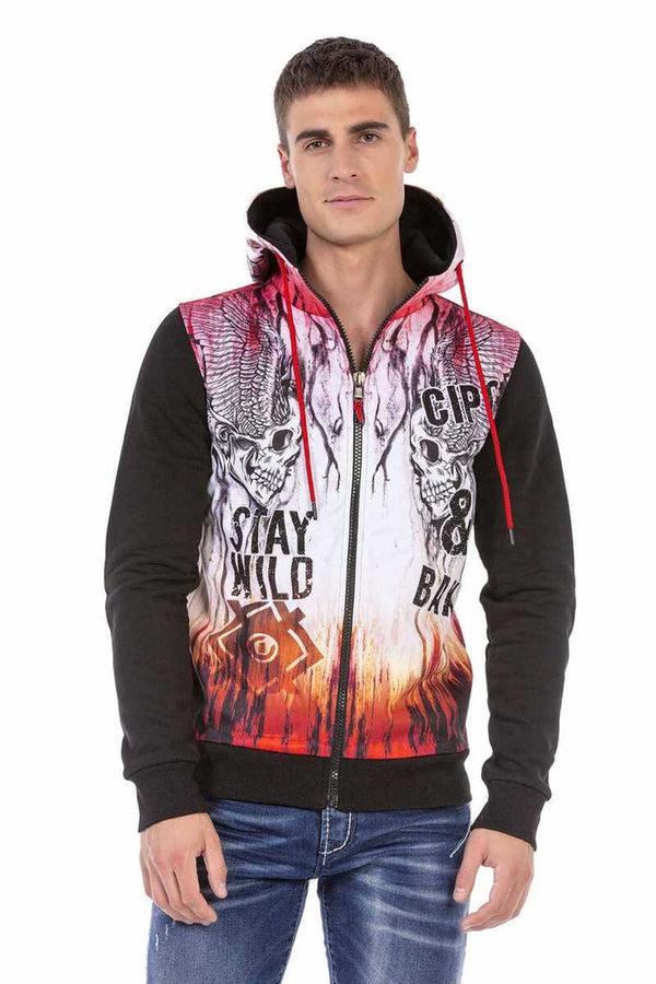 Cipo & Baxx CL458 Skull Printed Sweatshirt BLACK