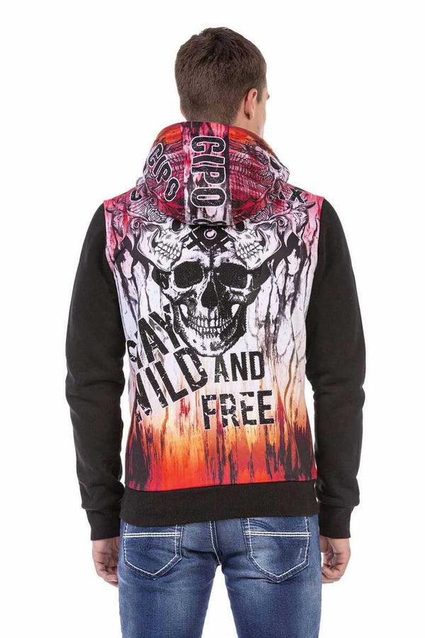 Cipo & Baxx CL458 Skull Printed Sweatshirt BLACK