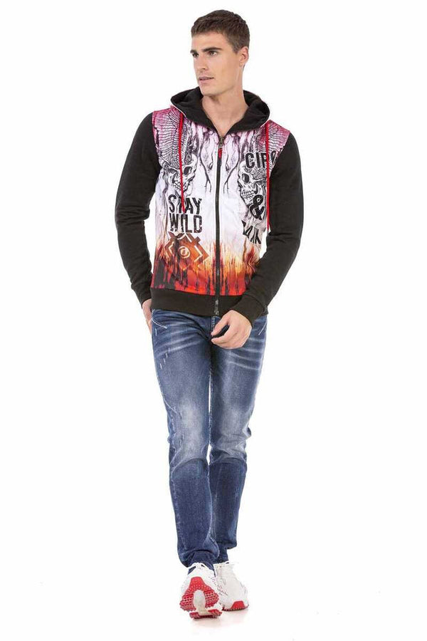 Cipo & Baxx CL458 Skull Printed Sweatshirt BLACK