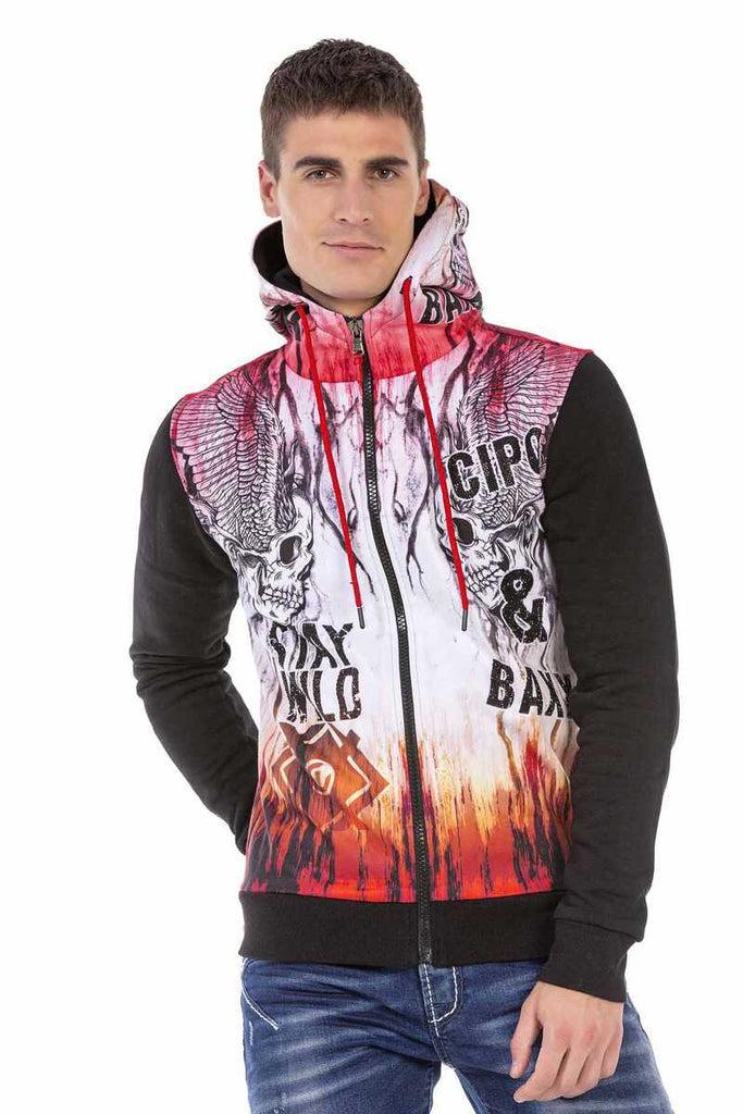 cipo & baxx CL458 Skull Printed Sweatshirt BLACK