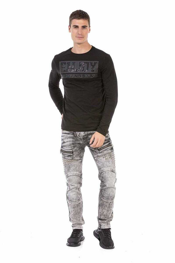 Cipo & Baxx CL474 Black Color Stone Sweatshirt BLACK