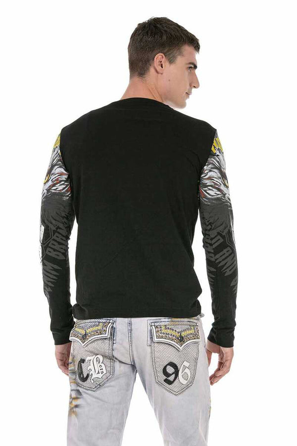 Cipo & Baxx CL488 Eagle Printed Sweatshirt BLACK