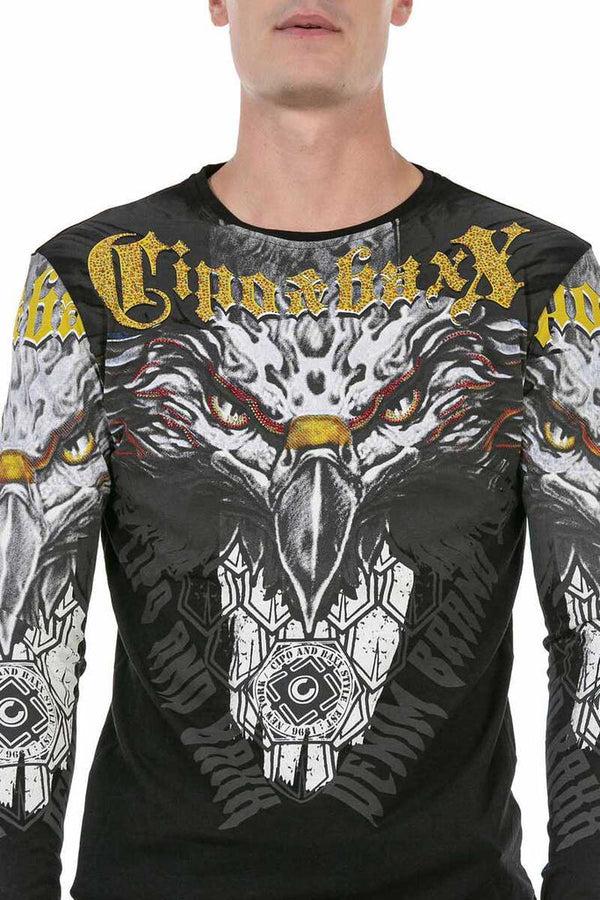 Cipo & Baxx CL488 Eagle Printed Sweatshirt BLACK