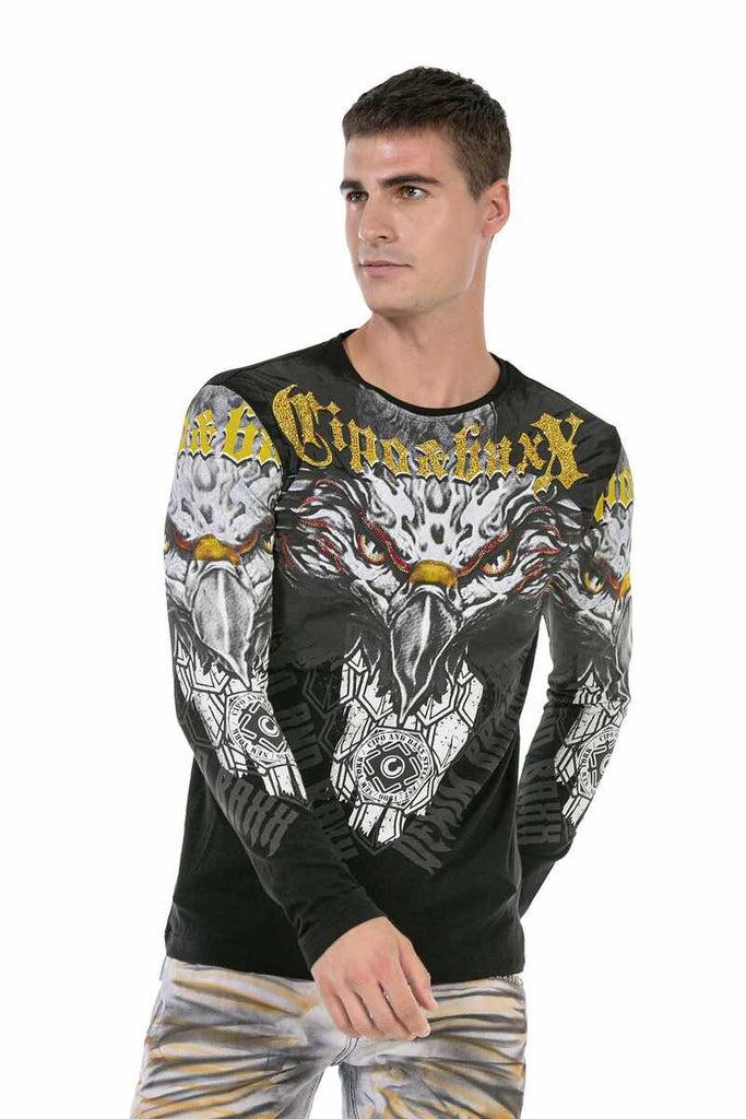 cipo & baxx CL488 Eagle Printed Sweatshirt BLACK