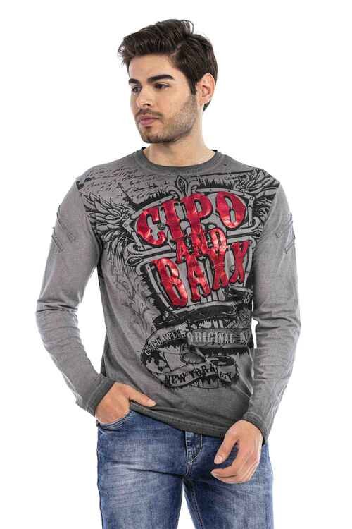 cipo & baxx CL491 Printed Sweatshirt ANTHRACITE