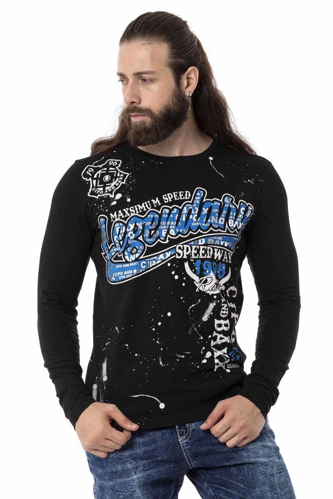 cipo & baxx CL510 Printed Thin Sweatshirt BLACK