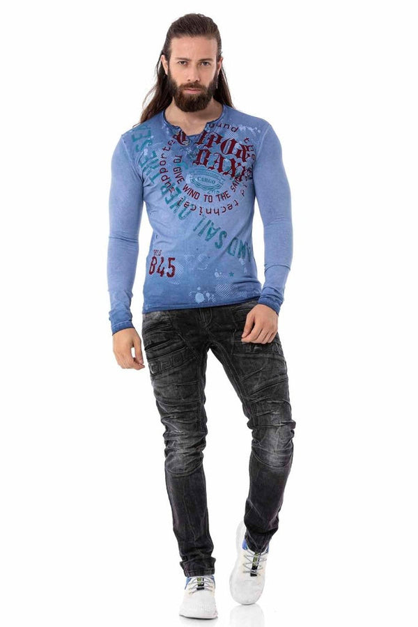 Cipo & Baxx CL512 V-Neck Thin Sweatshirt BLUE