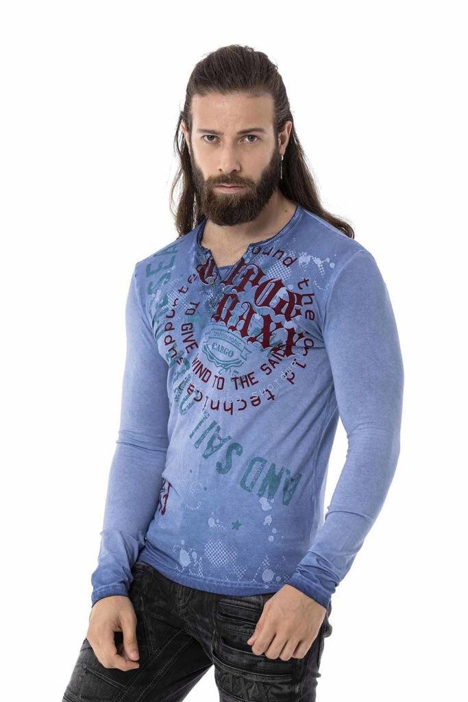 cipo & baxx CL512 V-Neck Thin Sweatshirt BLUE
