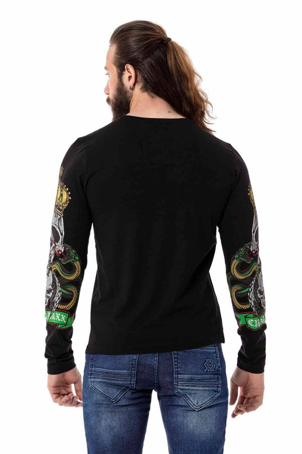 Cipo & Baxx CL514 Skull Printed Sweatshirt BLACK