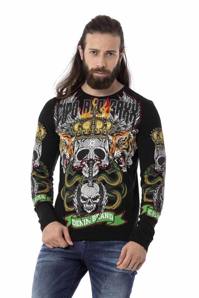 cipo & baxx CL514 Skull Printed Sweatshirt BLACK