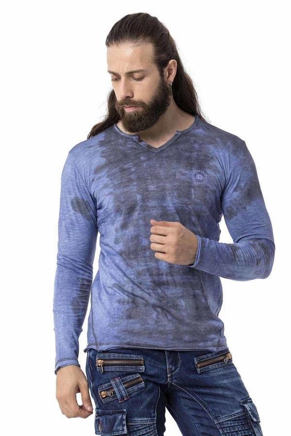 Cipo & Baxx CL517 V-Neck Vintage Sweatshirt BLUE
