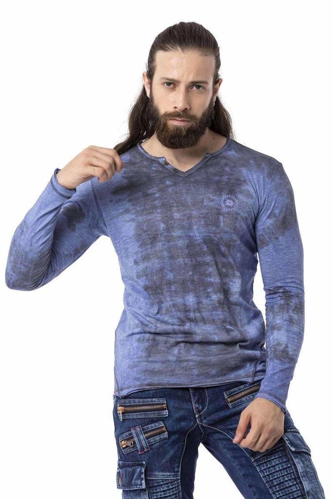 cipo & baxx CL517 V-Neck Vintage Sweatshirt BLUE