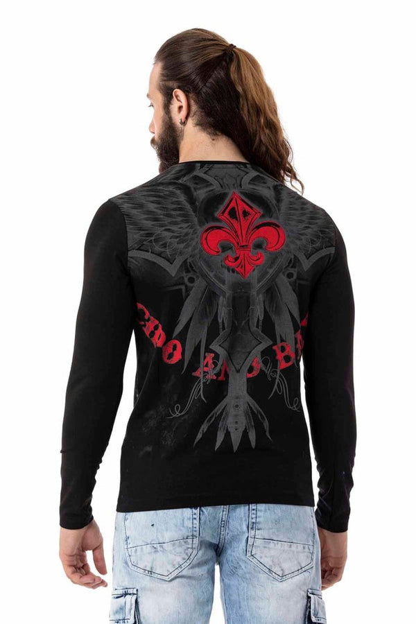 Cipo & Baxx CL522 Patterned Thin Sweatshirt BLACK