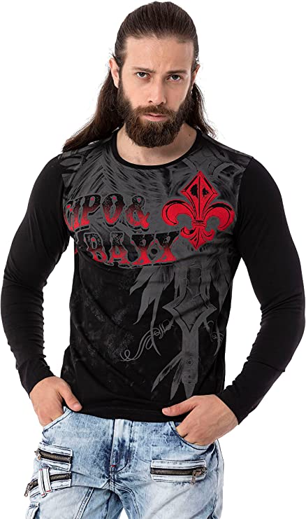 cipo & baxx CL522 Patterned Thin Sweatshirt BLACK