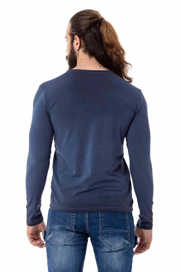 Cipo & Baxx CL523 Button Collar Sweatshirt BLUE