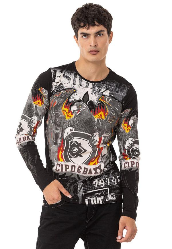 Cipo & Baxx CL553 Men's Printed Sweatshirt BLACK