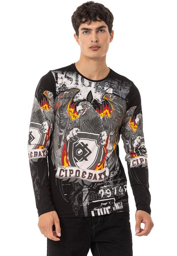 Cipo & Baxx CL553 Men's Printed Sweatshirt BLACK