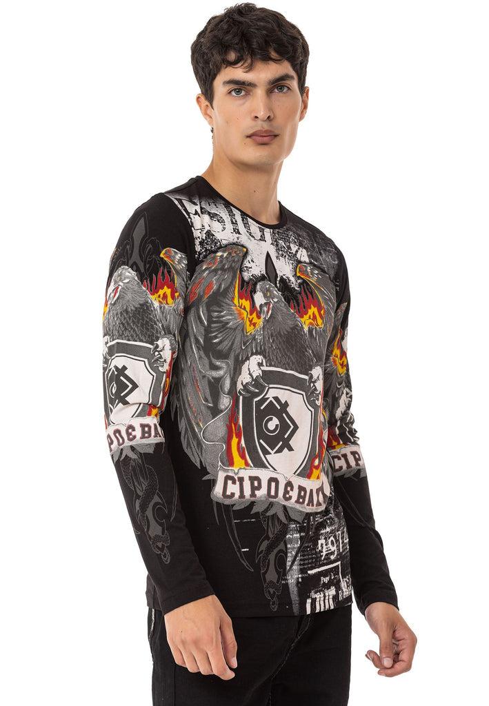cipo & baxx CL553 Men's printed sweatshirt BLACK