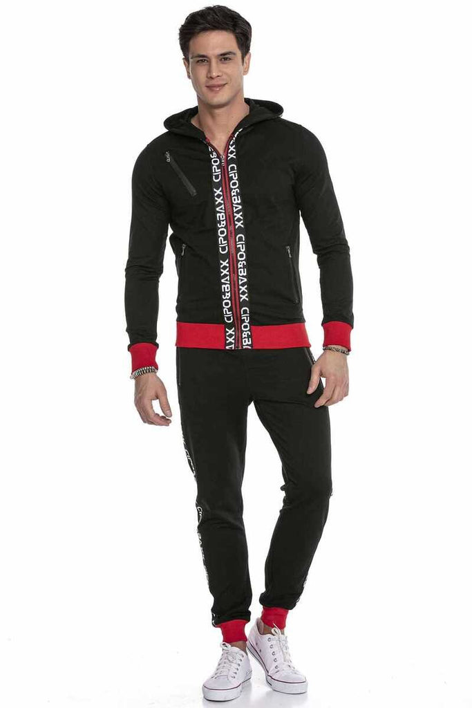 cipo & baxx CLR131 Striped Men's Tracksuit Set BLACK