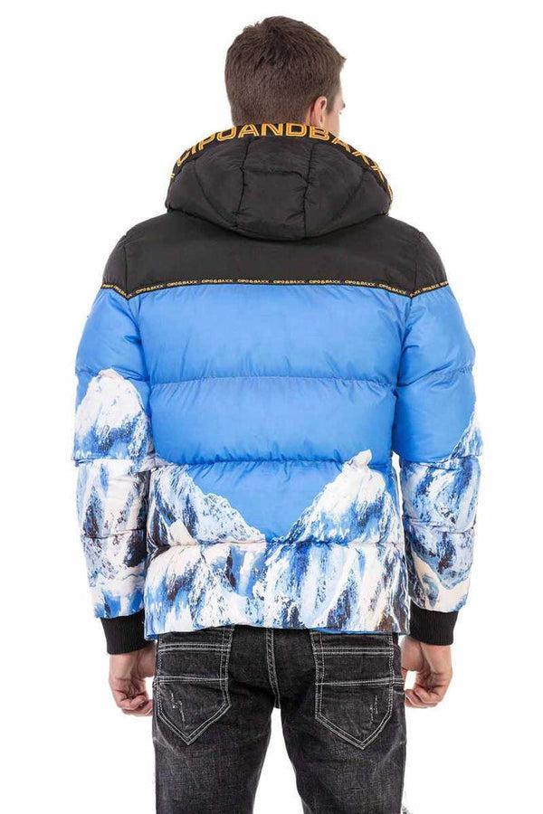 Cipo & Baxx CM180 Patterned Winter Men's Coat BLUE