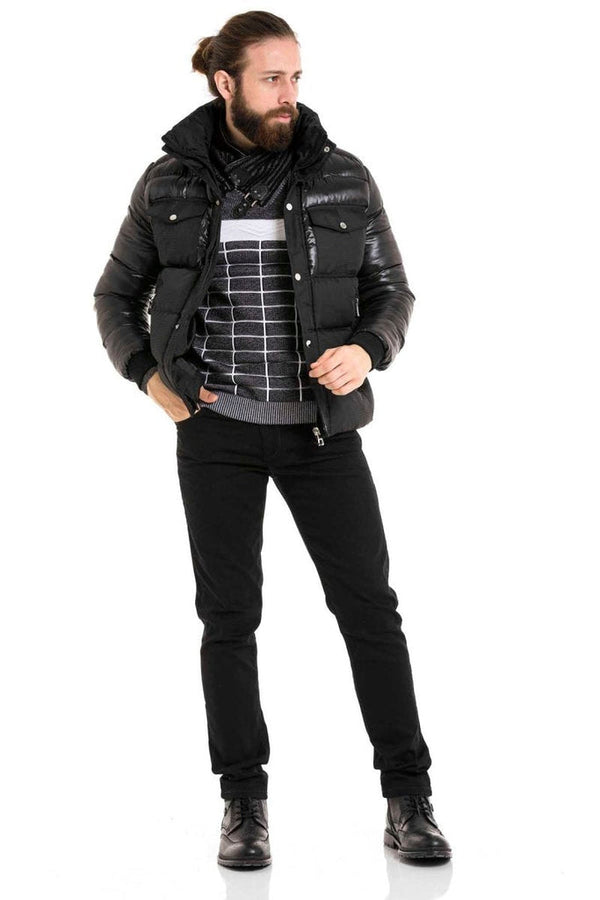 Cipo & Baxx CM208 Puffer Black Men's Coat BLACK