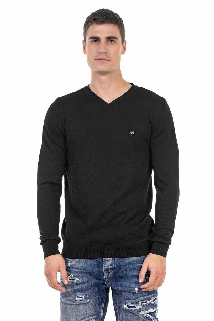 cipo & baxx CP242 V-Neck Men's Sweater BLACK