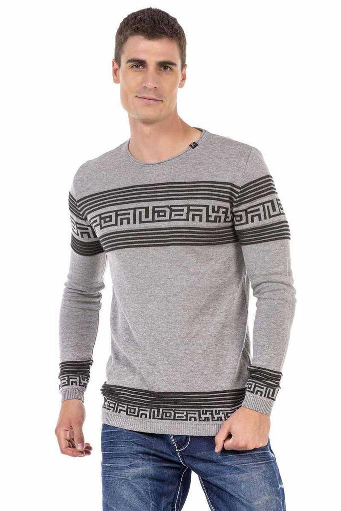 cipo & baxx CP243 Patterned Men's Sweater BLACK