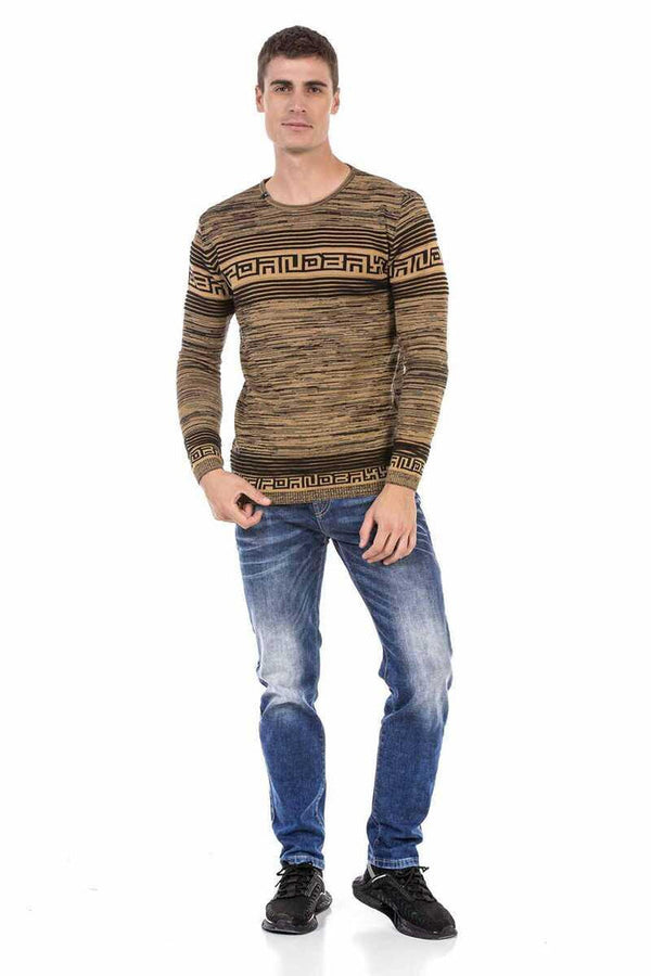 Cipo & Baxx CP244 Hieroglyph Men's Sweater CAMEL