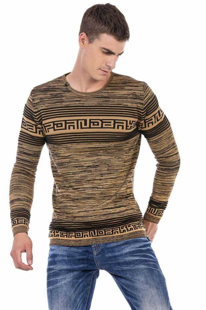 cipo & baxx CP244 Hieroglyph Men's Sweater CAMEL