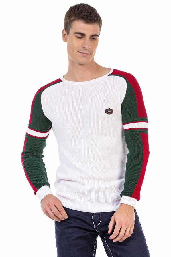 Cipo & Baxx CP249 O Neck Men's Sweater WHITE