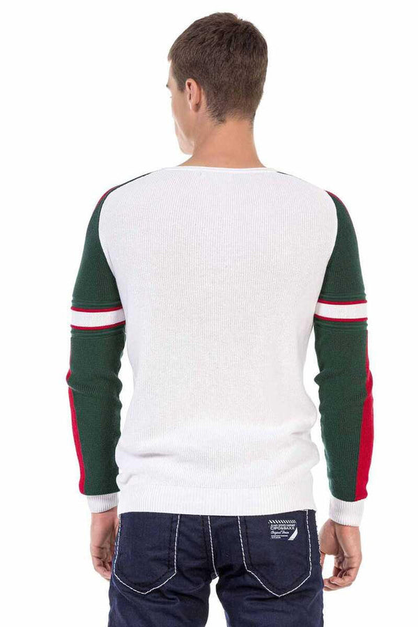 Cipo & Baxx CP249 O Neck Men's Sweater WHITE