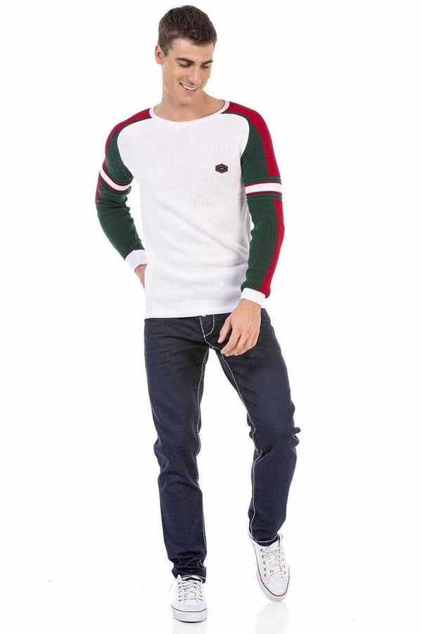 Cipo & Baxx CP249 O Neck Men's Sweater WHITE
