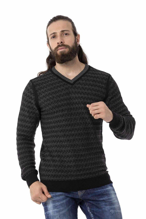 Cipo & Baxx CP273 V-Neck Men's Sweater ANTHRACITE