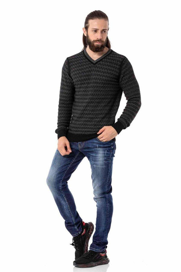 Cipo & Baxx CP273 V-Neck Men's Sweater ANTHRACITE