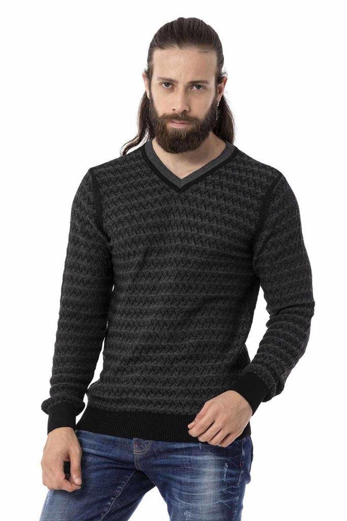 cipo & baxx CP273 V-Neck Men's Sweater ANTHRACITE