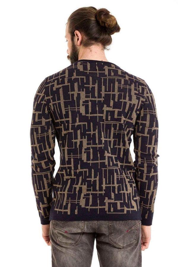 Cipo & Baxx CP277 Round Neck Patterned Sweater BLACK