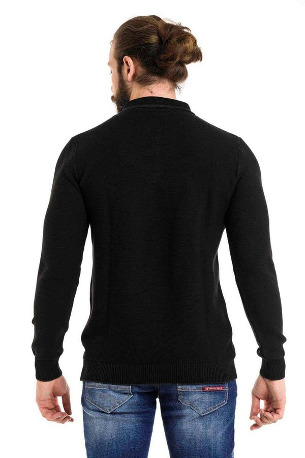 Cipo & Baxx CP278 Polo Neck Zippered Sweater BLACK