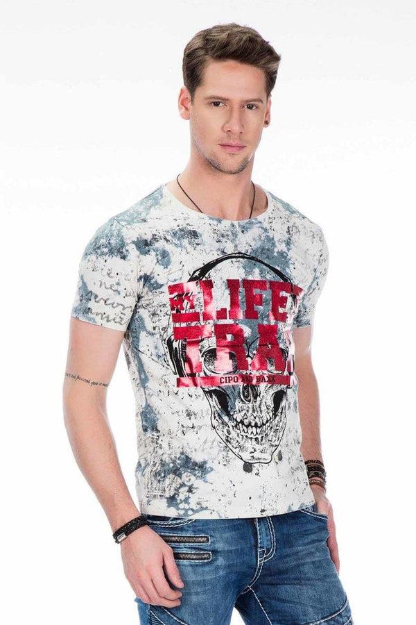 Cipo & Baxx CT410 Men's Skull Printed T-Shirt BLUE