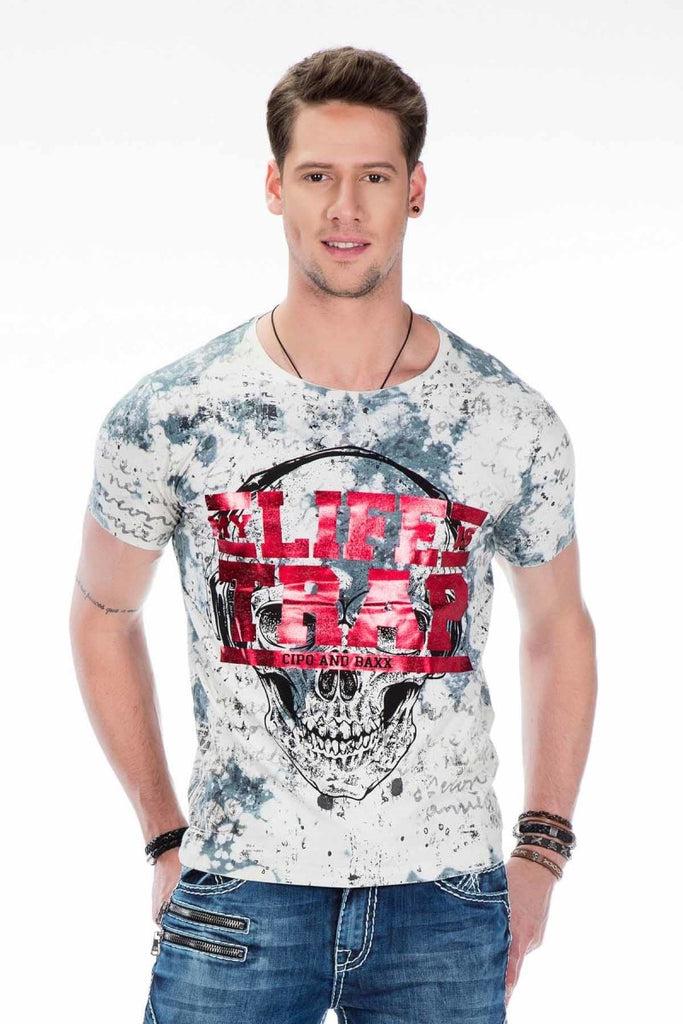 cipo & baxx CT410 Men's Skull Printed T-Shirt BLUE