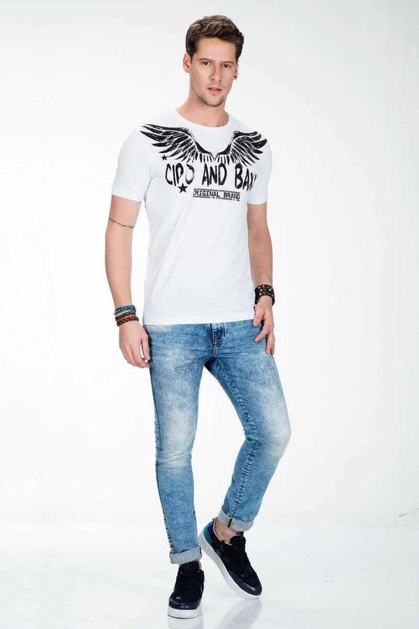 Cipo & Baxx CT411 Printed Men's T-Shirt WHITE