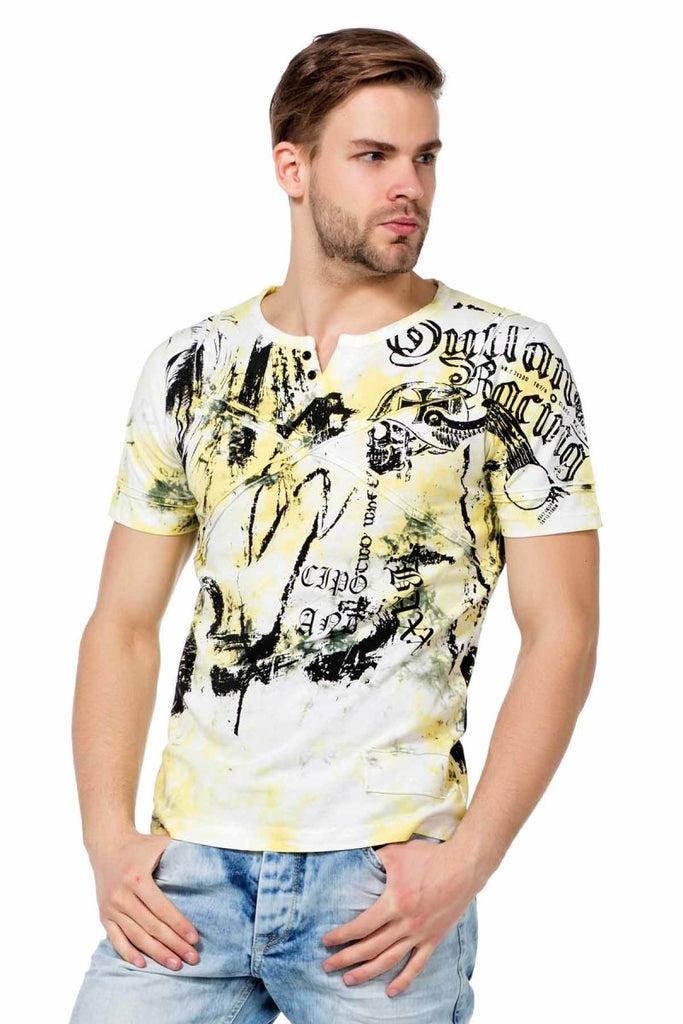 cipo & baxx CT457 Printed Men's T-Shirt YELLOW