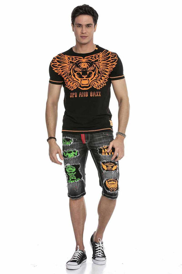 Cipo & Baxx CT644 Neon Printed Men's T-Shirt WHITE