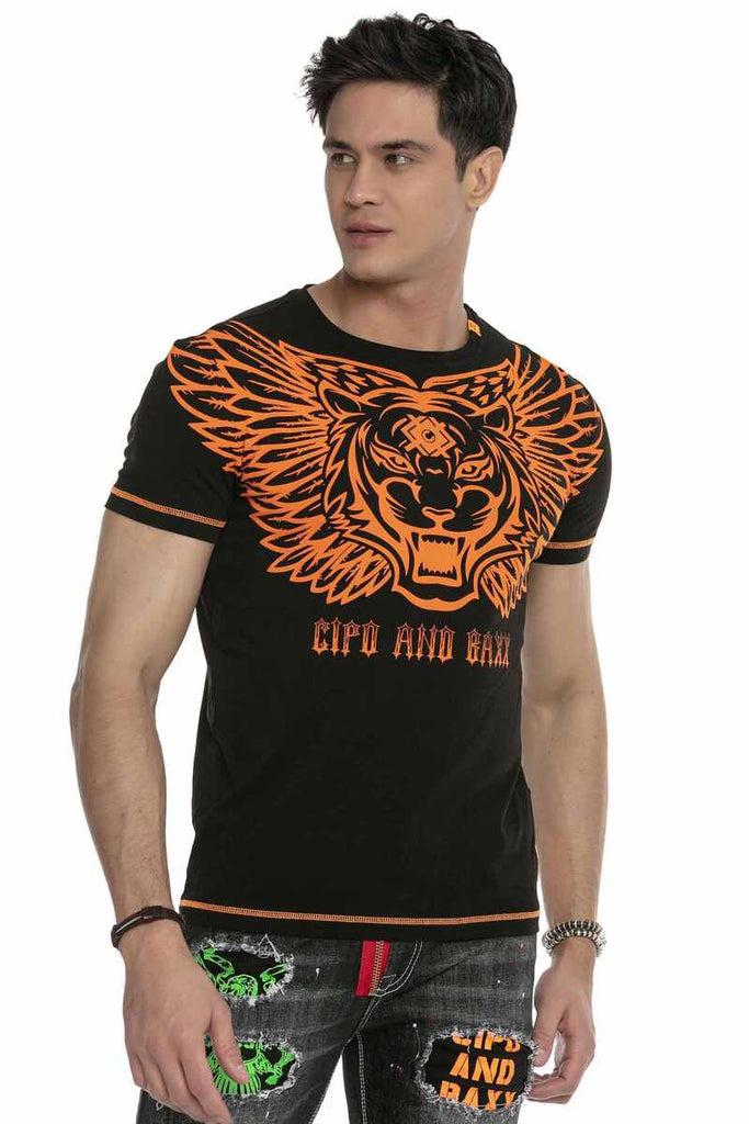 cipo & baxx CT644 Neon Printed Men's T-Shirt WHITE