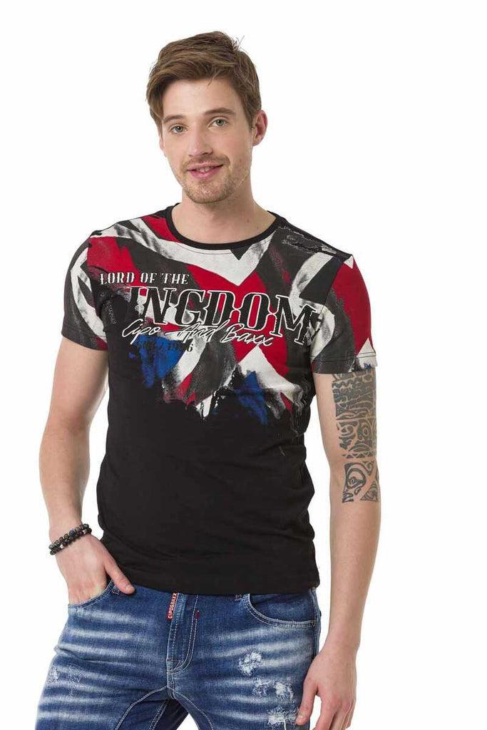 cipo & baxx CT683 Flag Printed Men's T-Shirt BLACK