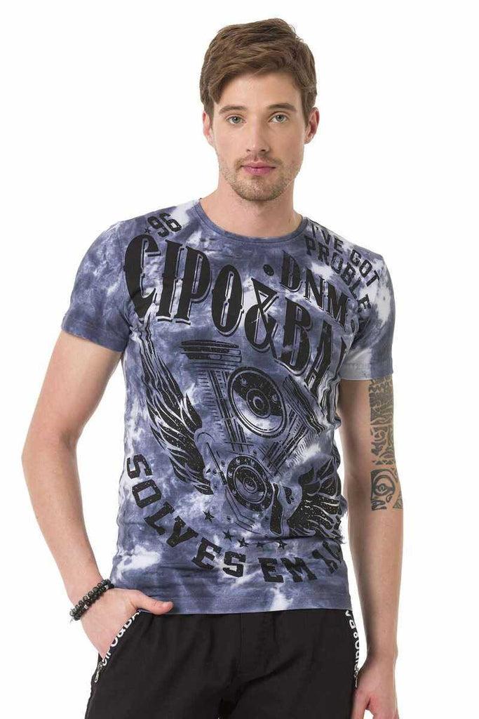 cipo & baxx CT687 Vintage Patterned T-Shirt ORANGE