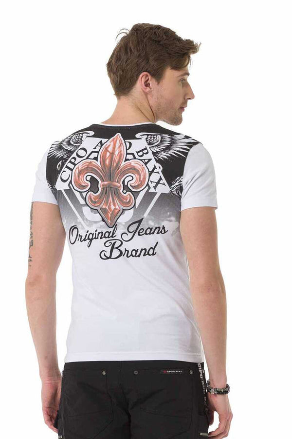 Cipo & Baxx CT691 Lily Printed Men's T-Shirt WHITE